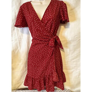 Women's Wrap Dress Polka Dot Red Size Small